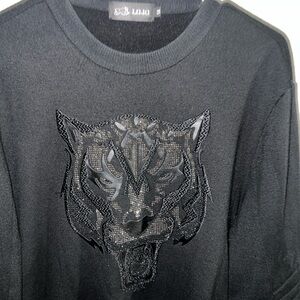 Liu Jo Black Tiger Embellished Sweatshirt